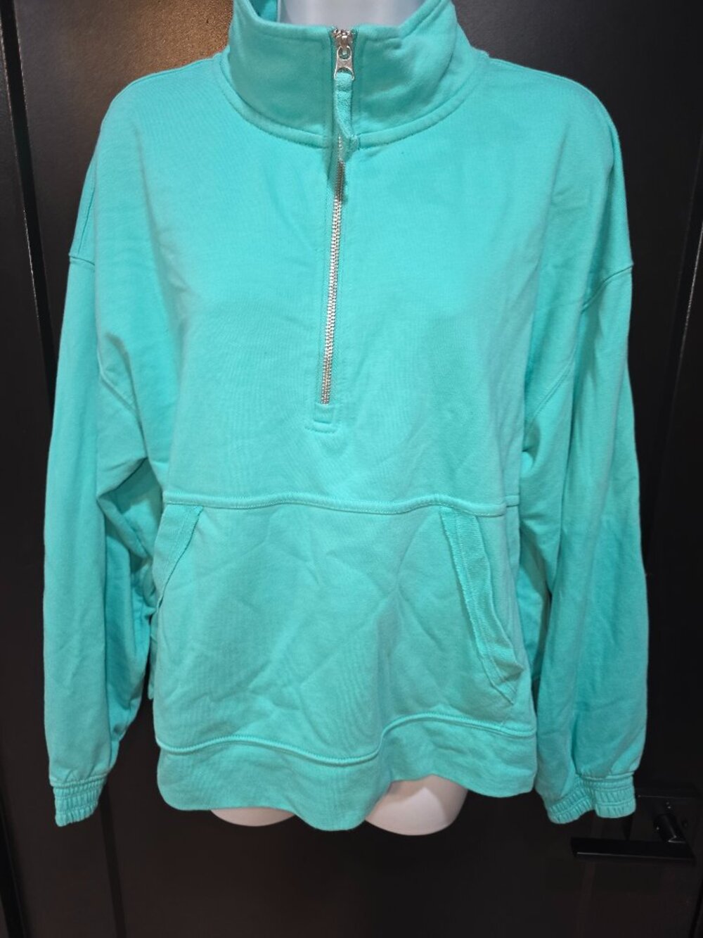 Te Verde Teal Half-Zip Top Sz M